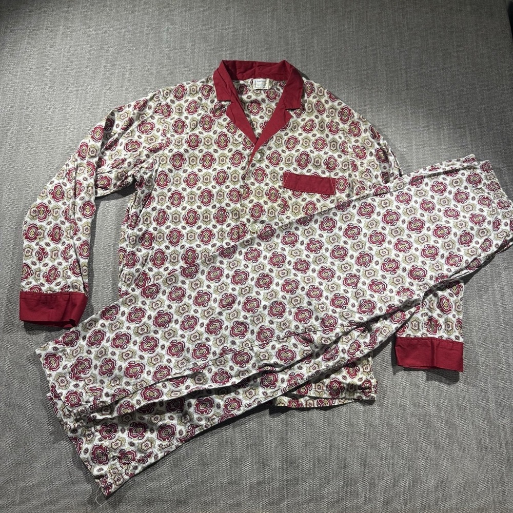 Vintage Towncraft Pajama Set Mens Medium Multicolor Paisley Cotton Penneys